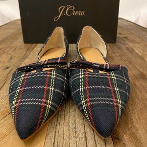 J.Crew Tartan Plaid Flats +Bow Size 9.5 Never Worn